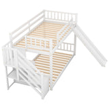 Merax Twin Over Twin Bunk Bed with Convertible Slide and Stairway