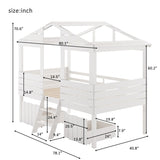 Merax Twin Size House Bed Loft Bed with Two Drawers, Windows and Roof