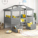 Merax Twin Size House Bed Loft Bed with Two Drawers, Windows and Roof