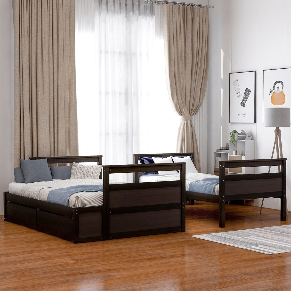 Merax Twin over Full Bunk Bed with Storage