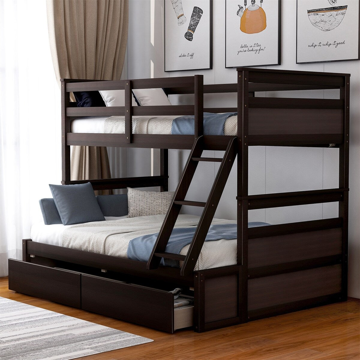 Merax Twin over Full Bunk Bed with Storage