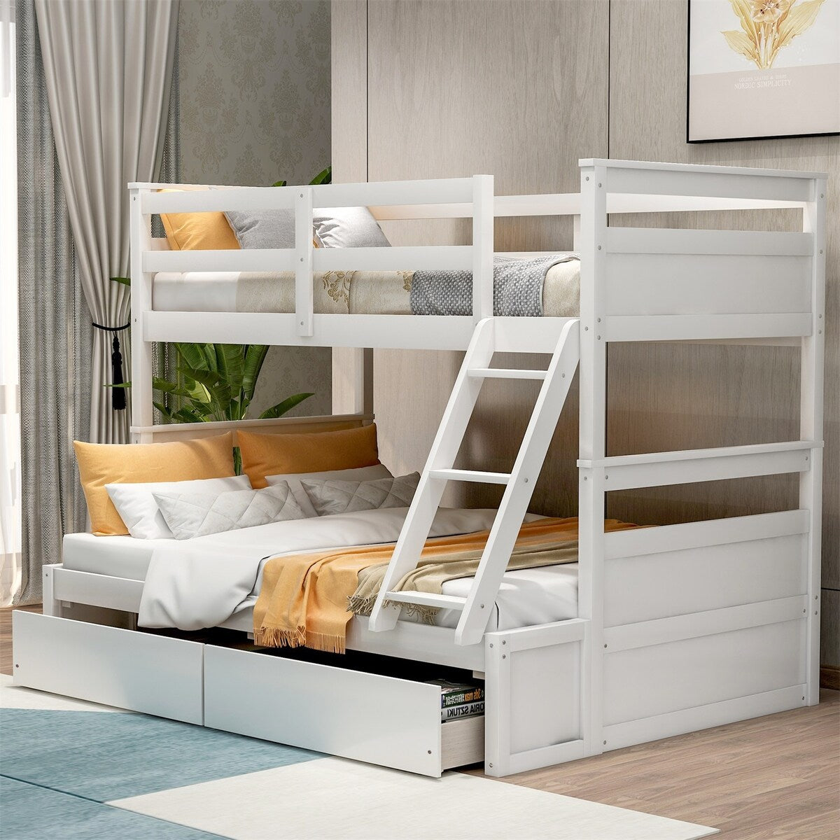 Merax Twin over Full Bunk Bed with Storage