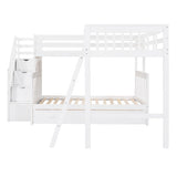 Merax Twin over Full L-Shaped Bunk Bed With 3 Drawers, Ladder and Staircase