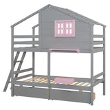 Merax Twin over Twin Bunk Bed with 2 Drawers