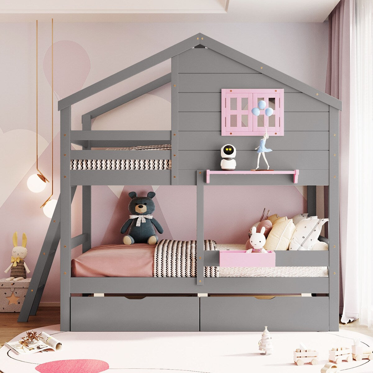 Merax Twin over Twin Bunk Bed with 2 Drawers