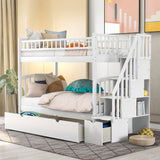 Merax L-Shaped Twin over Full Bunk Bed and Twin Loft Bed, Drawers