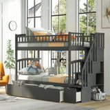 Merax L-Shaped Twin over Full Bunk Bed and Twin Loft Bed, Drawers