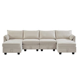 Merax U-Shape Convertible Modular Sectional Sofa Bed with Reversible Chaise