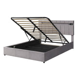 Merax Upholstered Hydraulic Storage Bed with LED light, Bluetooth Player and USB Charging