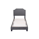 Merax Upholstered Platform Bed Frame with Nailhead Trim Headboard and Wood Slats