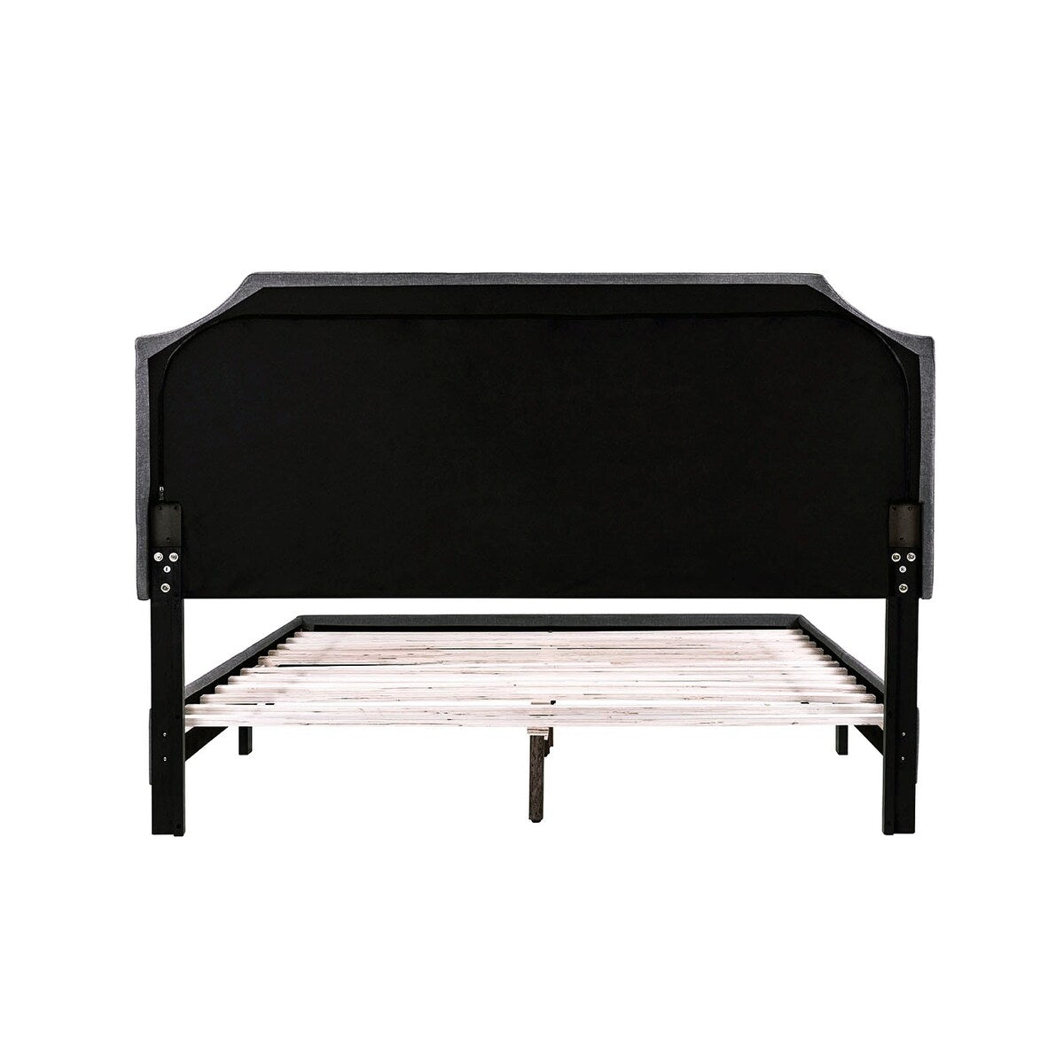 Merax Upholstered Platform Bed Frame with Nailhead Trim Headboard and Wood Slats