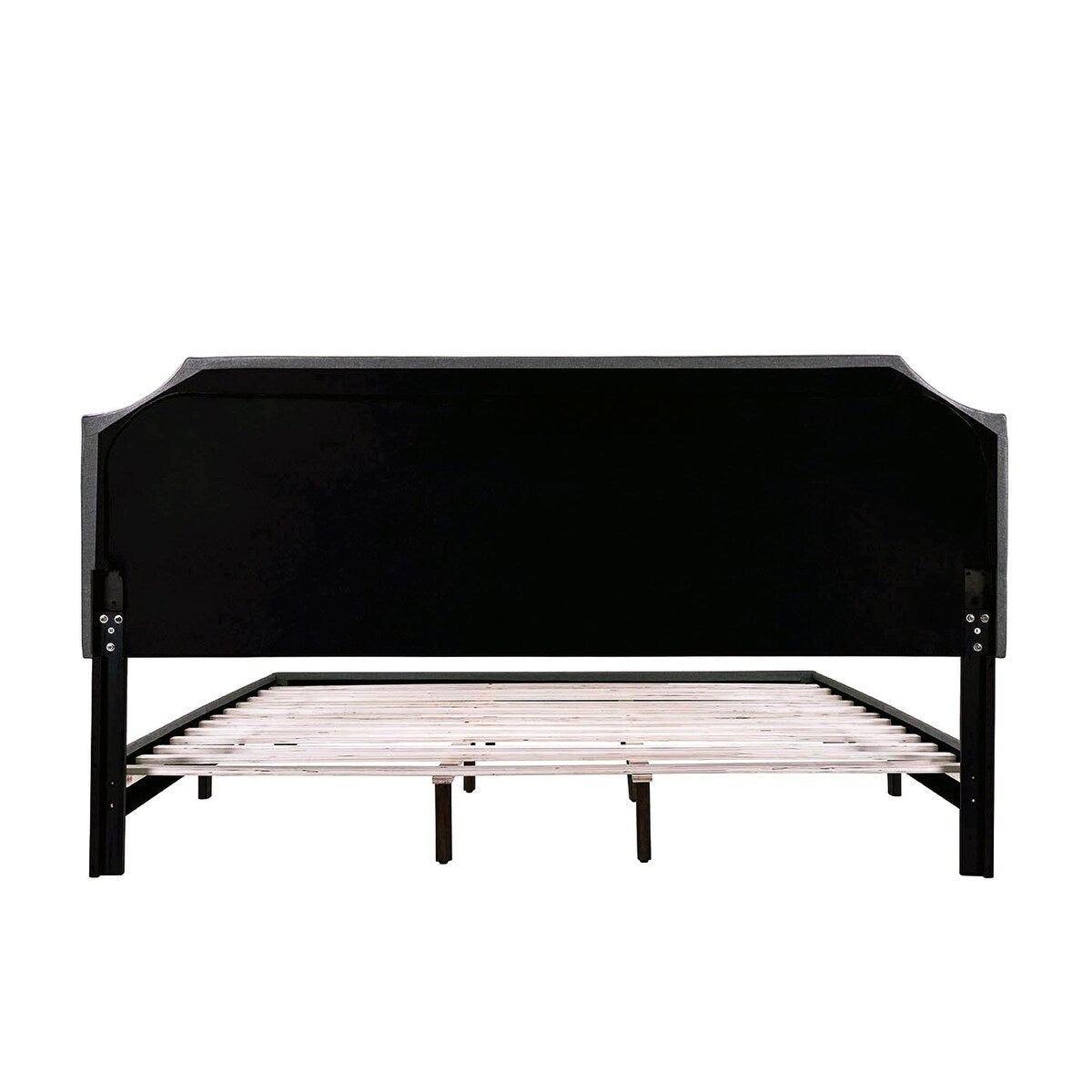 Merax Upholstered Platform Bed Frame with Nailhead Trim Headboard and Wood Slats