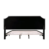 Merax Upholstered Platform Bed Frame with Nailhead Trim Headboard and Wood Slats