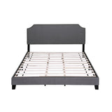 Merax Upholstered Platform Bed Frame with Nailhead Trim Headboard and Wood Slats