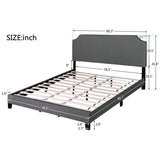 Merax Upholstered Platform Bed Frame with Nailhead Trim Headboard and Wood Slats