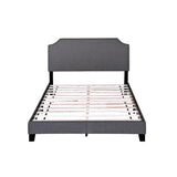Merax Upholstered Platform Bed Frame with Nailhead Trim Headboard and Wood Slats