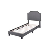 Merax Upholstered Platform Bed Frame with Nailhead Trim Headboard and Wood Slats
