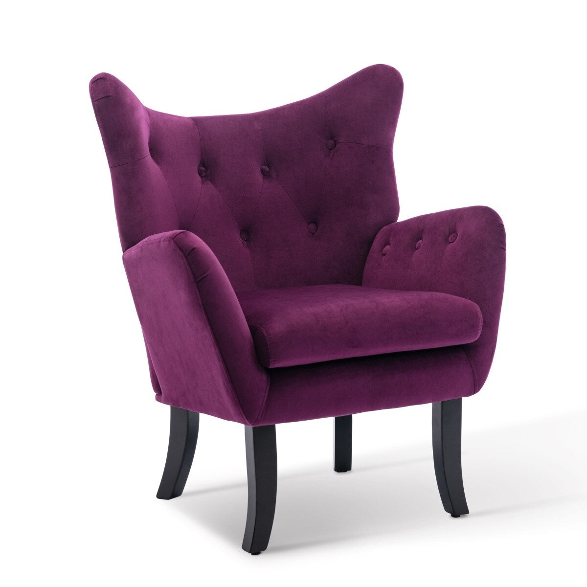 Merax Velvet Tufted Wingback Accent Chair