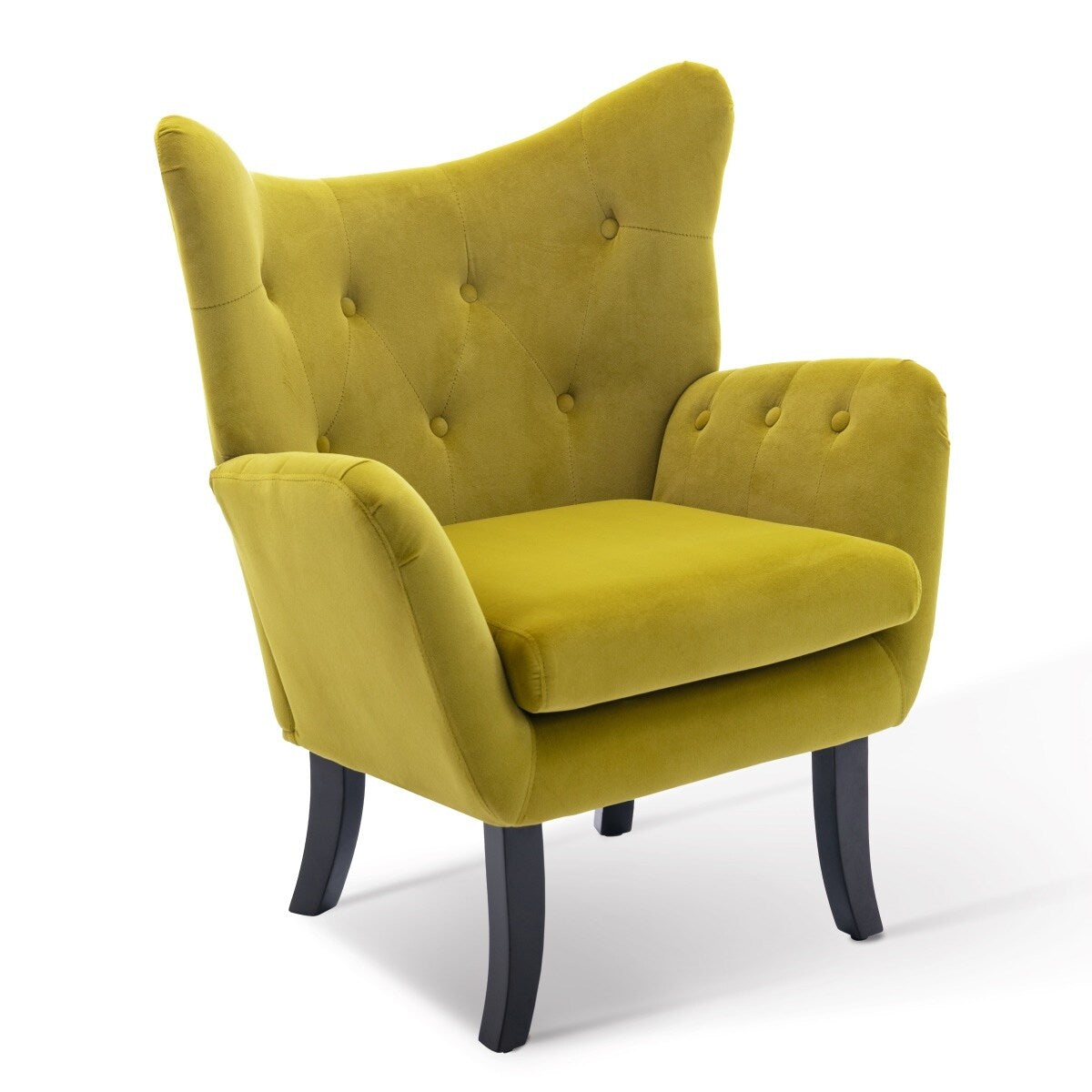 Merax Velvet Tufted Wingback Accent Chair