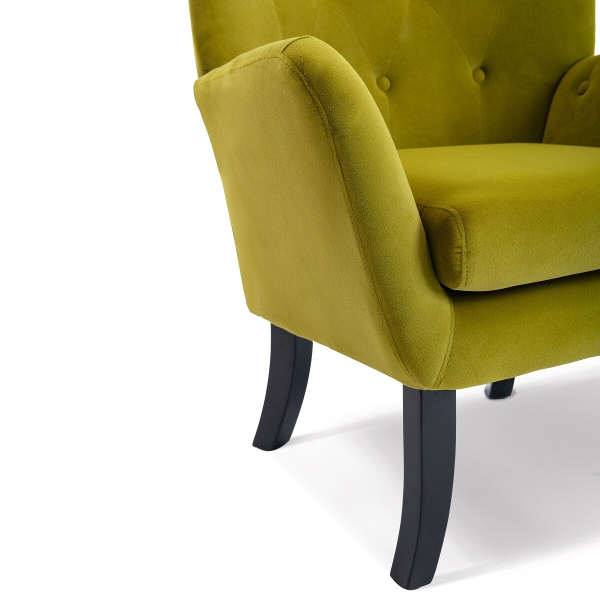 Merax Velvet Tufted Wingback Accent Chair