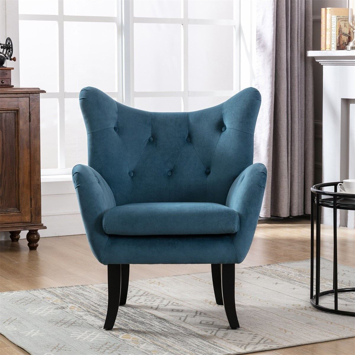 Merax Velvet Tufted Wingback Accent Chair