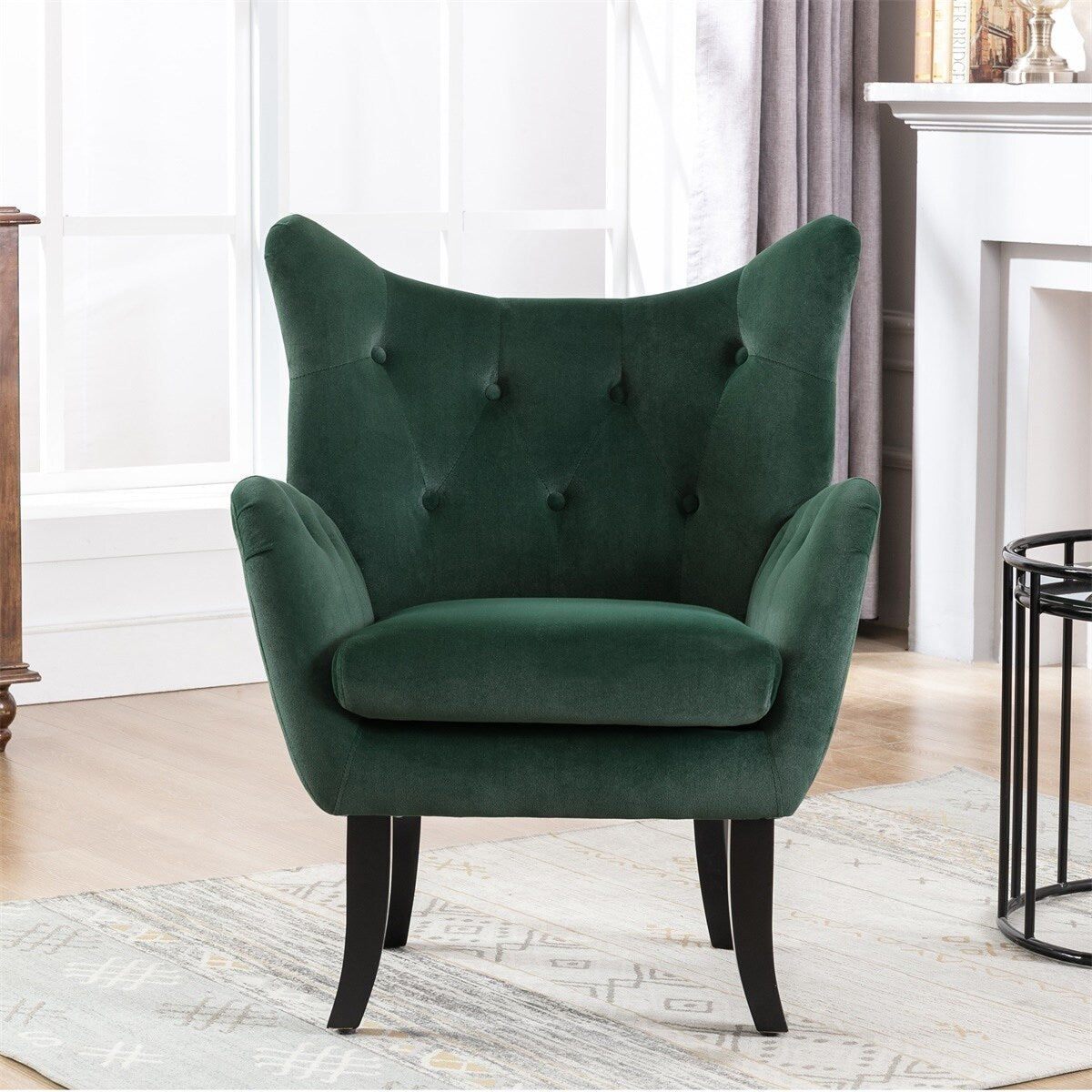 Merax Velvet Tufted Wingback Accent Chair