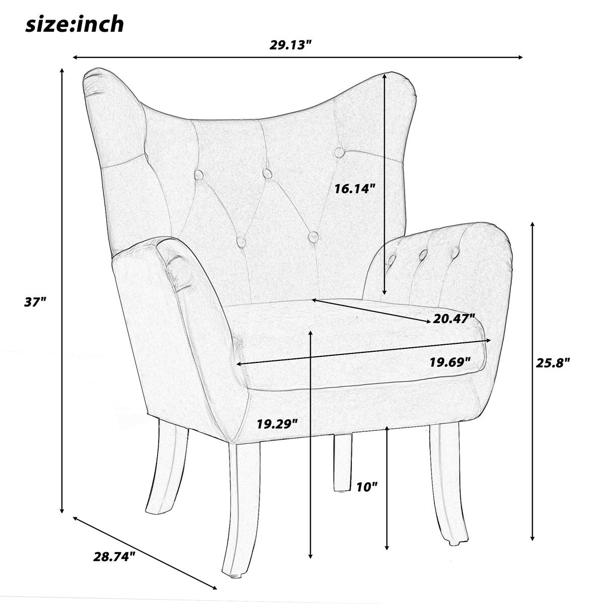 Merax Velvet Tufted Wingback Accent Chair