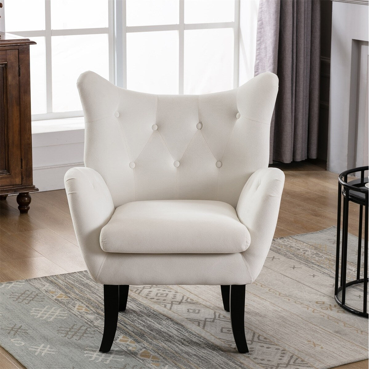 Merax Velvet Tufted Wingback Accent Chair