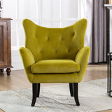 Merax Velvet Tufted Wingback Accent Chair