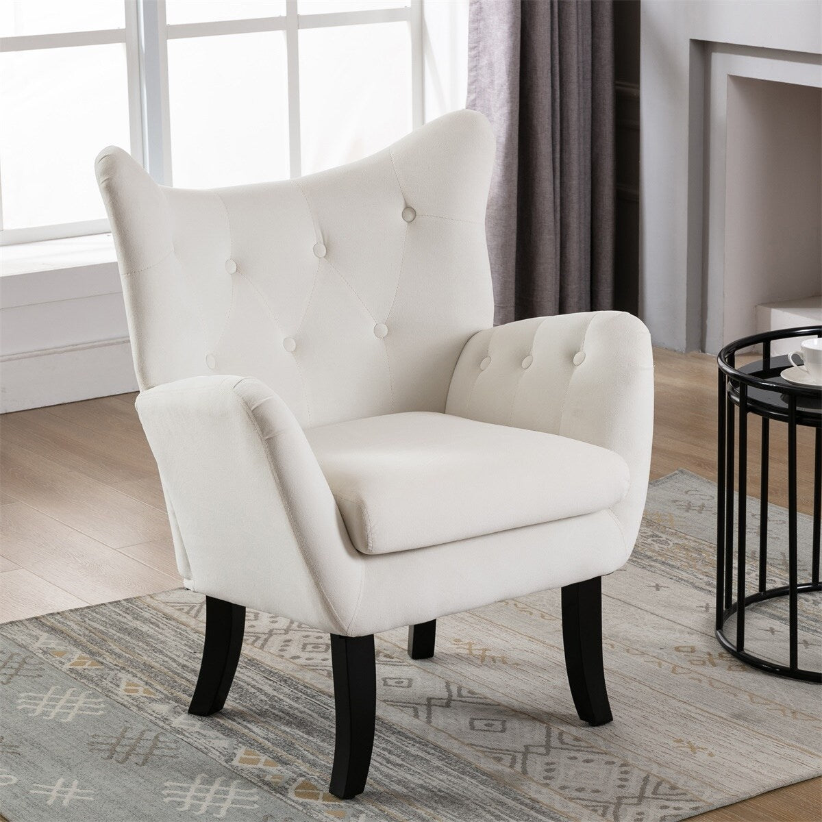Merax Velvet Tufted Wingback Accent Chair