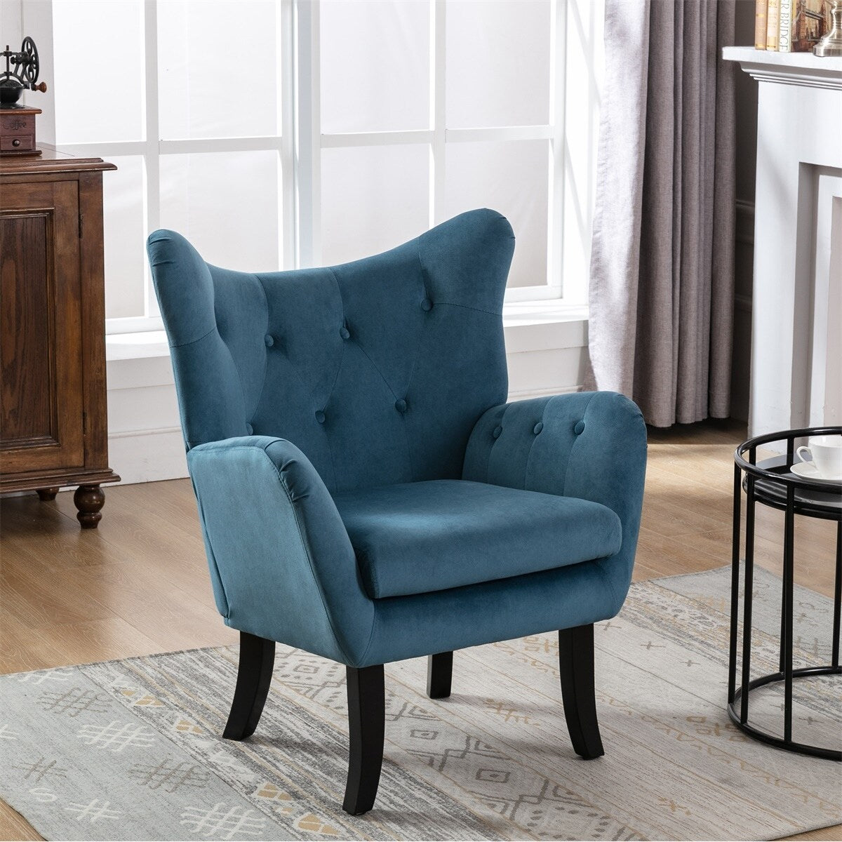 Merax Velvet Tufted Wingback Accent Chair