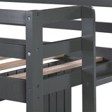 Merax Wooden Twin over Full Bunk Bed with Playhouse, Farmhouse, Ladder and Guardrails