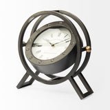 Gaston Black Metal Rotating Table Clock - 11.8L x 3.1W x 11.4H