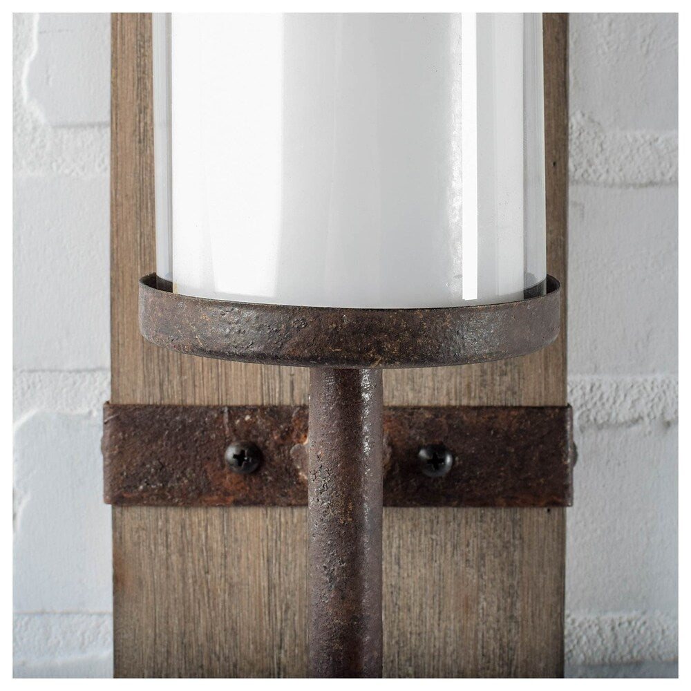 Lars Brown Wood With Metal Accent Wall Candle Holder - 5"W x 5.5"D x 23.6"H