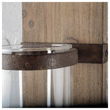 Lars Brown Wood With Metal Accent Wall Candle Holder - 5"W x 5.5"D x 23.6"H
