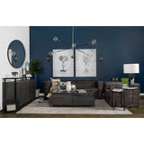 Vidro Glass Top w/ Black Solid Wood Drawers & Black Iron Frame Rectangular Coffee Table