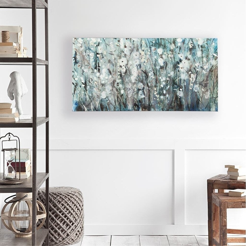 Mercana White Blooms with Navy I (MC)(44X22) Made to Order Canvas Art - Multi