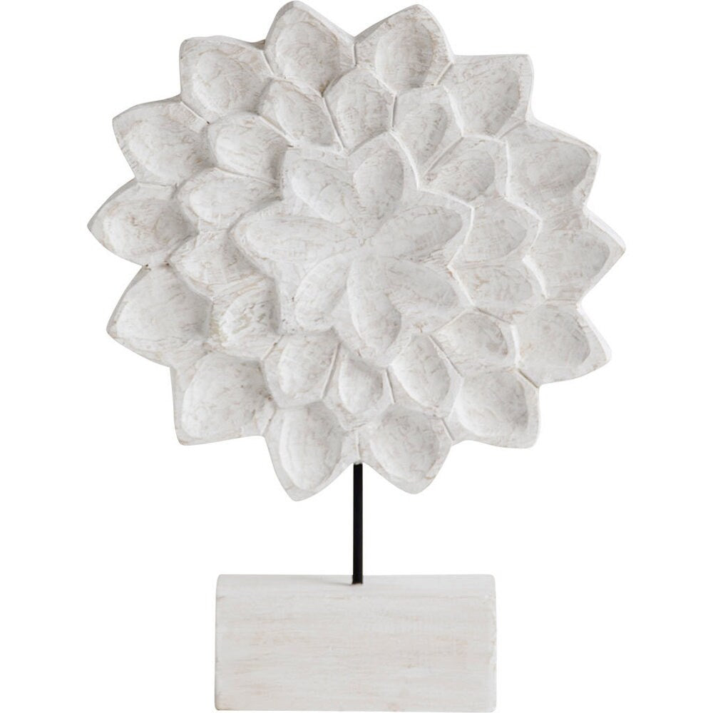 Mercana Yakima I Whitewashed Wood Distressed Flower Figurine - 266