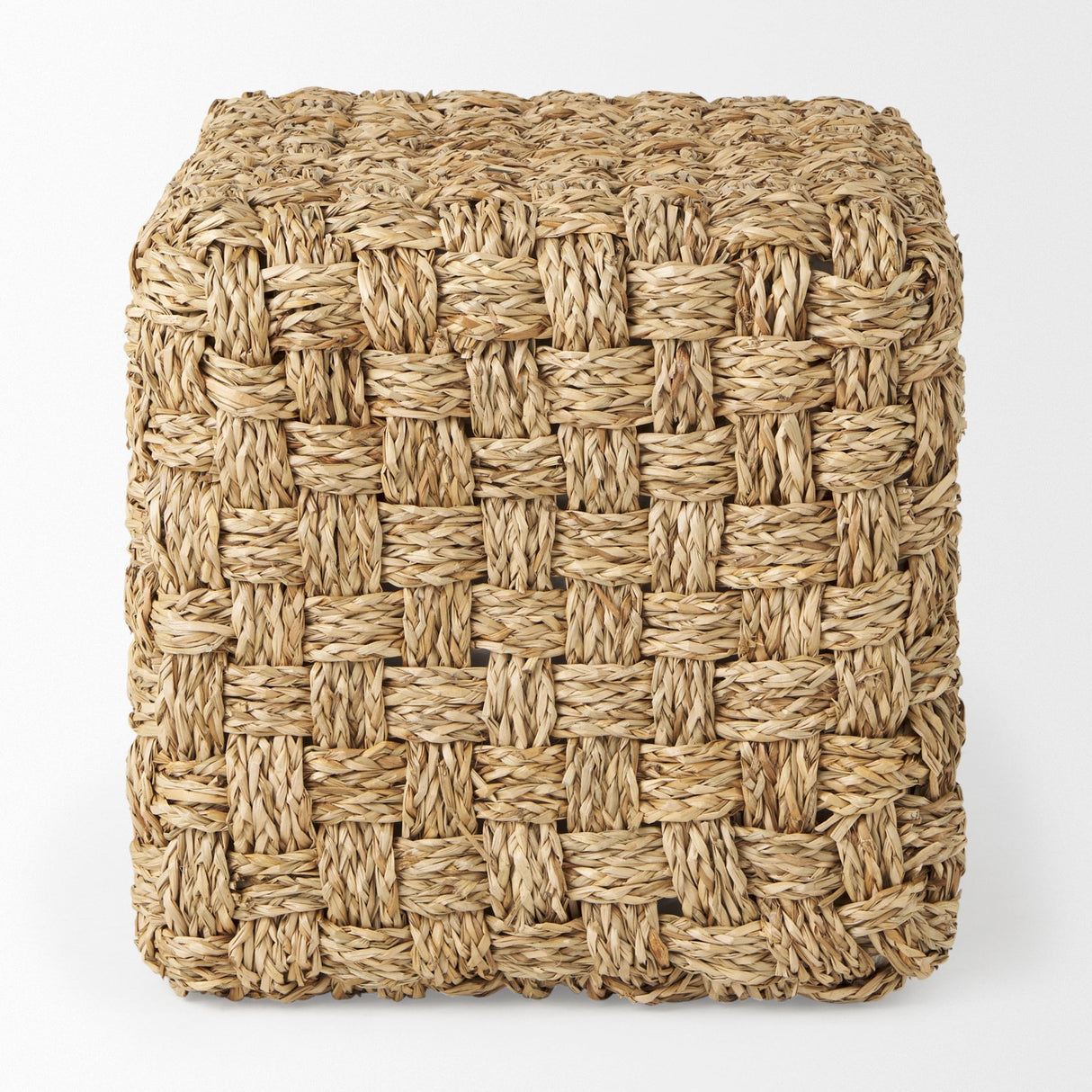 Mercana "Adele" Brown Woven Seagrass Square Pouf