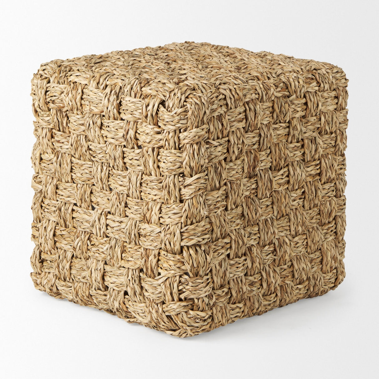 Mercana "Adele" Brown Woven Seagrass Square Pouf