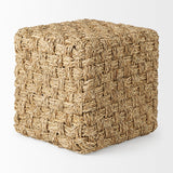 Mercana "Adele" Brown Woven Seagrass Square Pouf