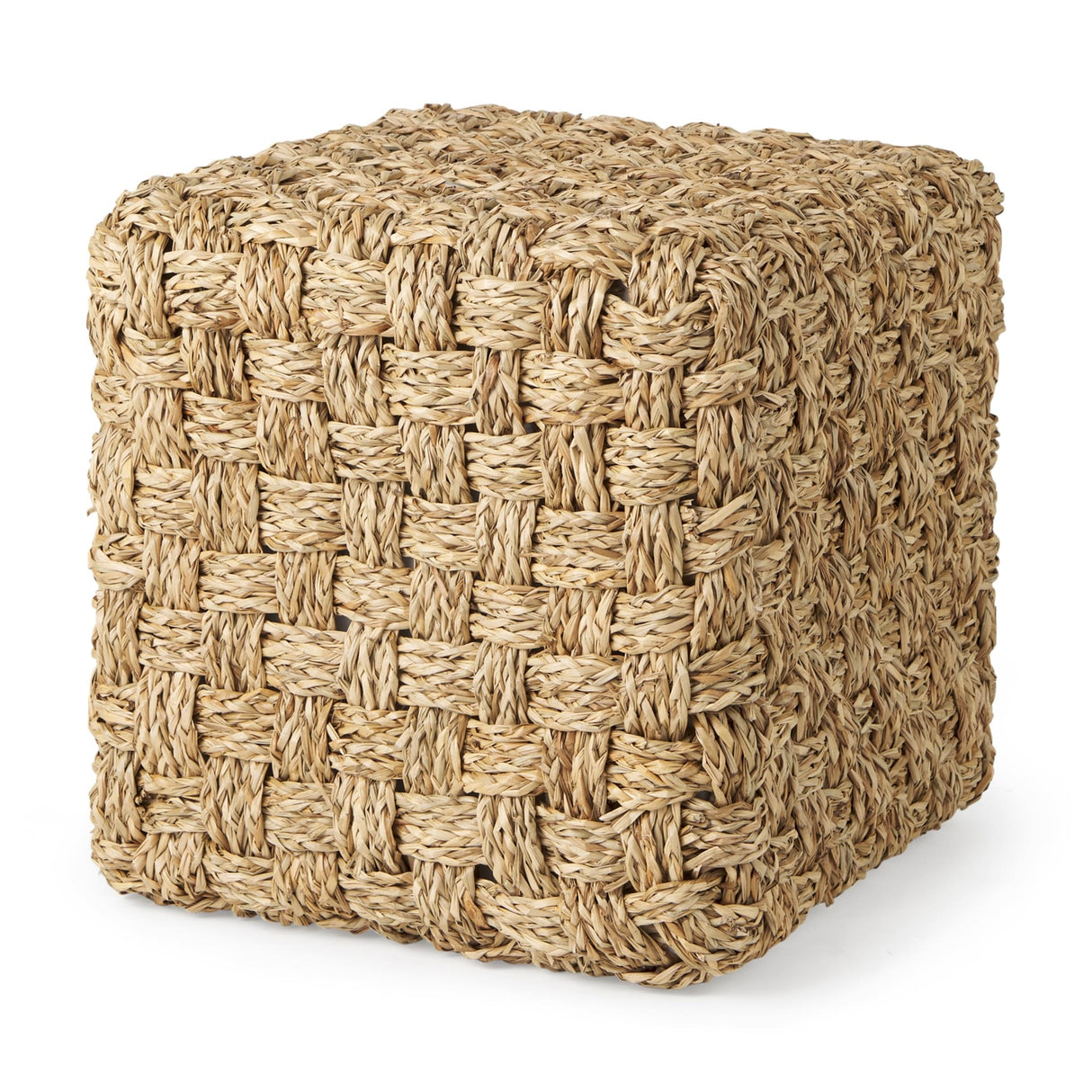 Mercana "Adele" Brown Woven Seagrass Square Pouf