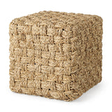 Mercana "Adele" Brown Woven Seagrass Square Pouf