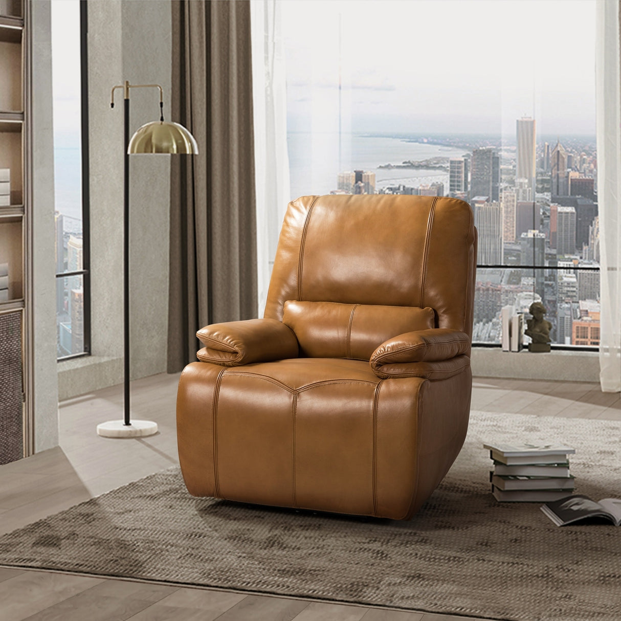 Mercedes Genuine Leather Power Recliner with Cushion Padded