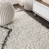 JONATHAN Y Mercer Shag Plush Tassel Moroccan Tribal Trellis Geometric Area Rug