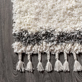 JONATHAN Y Mercer Shag Plush Tassel Moroccan Tribal Trellis Geometric Area Rug