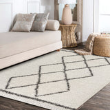 JONATHAN Y Mercer Shag Plush Tassel Moroccan Tribal Trellis Geometric Area Rug