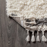 JONATHAN Y Mercer Shag Plush Tassel Moroccan Tribal Trellis Geometric Area Rug