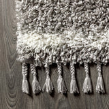 JONATHAN Y Mercer Shag Plush Tassel Moroccan Tribal Trellis Geometric Area Rug