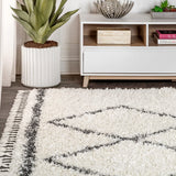 JONATHAN Y Mercer Shag Plush Tassel Moroccan Tribal Trellis Geometric Area Rug